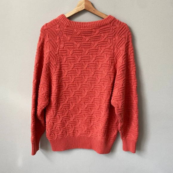 Vtg Paul Harris Women's Small 90s Acrylic Crewneck Knit Pullover Sweater Coral - Picture 11 of 16